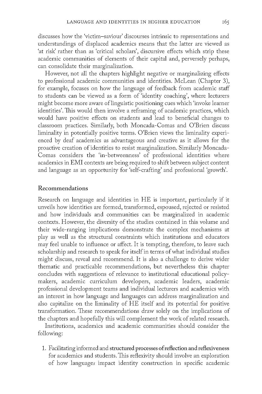 Language and Identity in the University