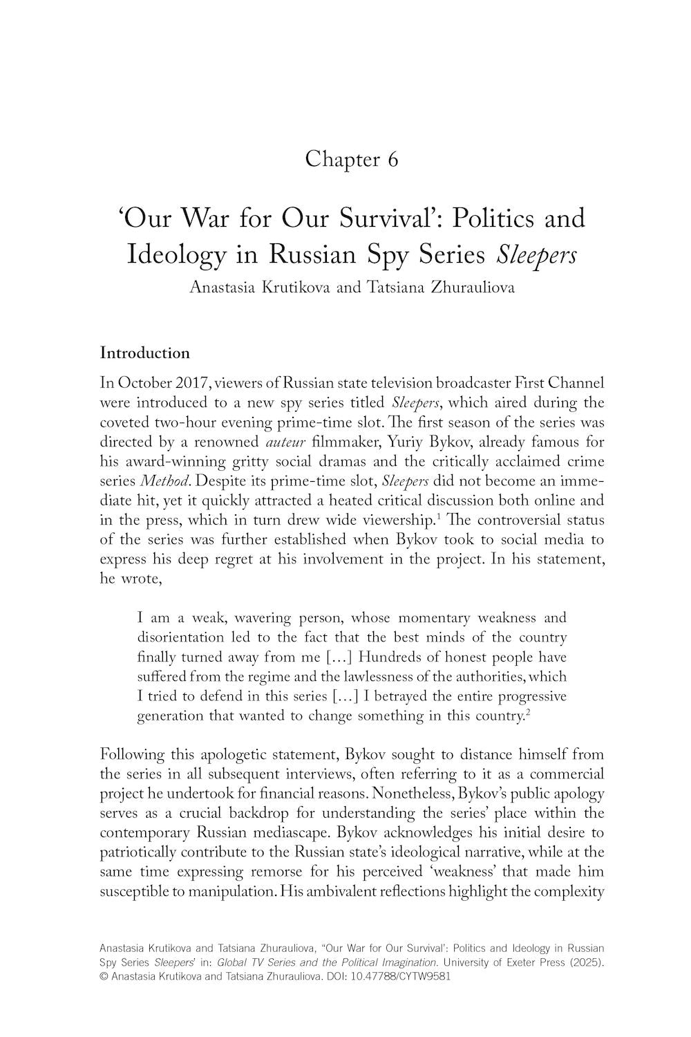 Global TV Series and the Political Imagination