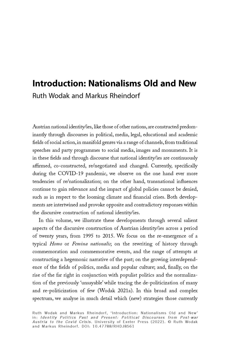 Identity Politics Past and Present