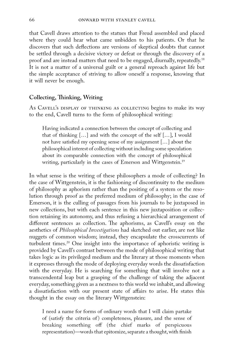 Onward with Stanley Cavell