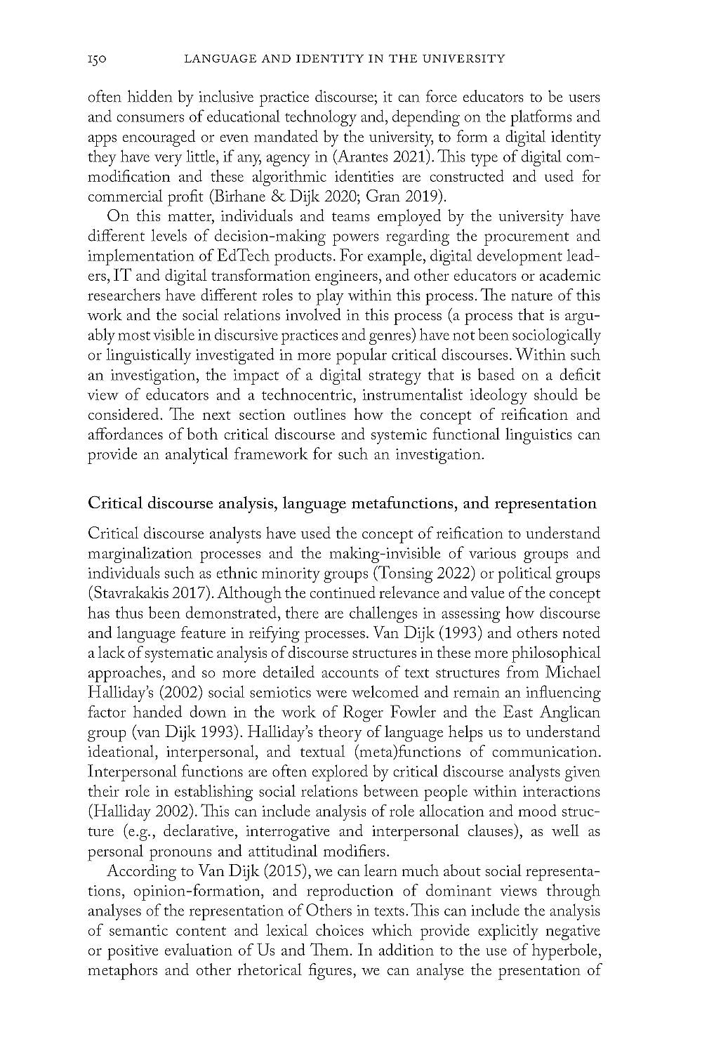 Language and Identity in the University