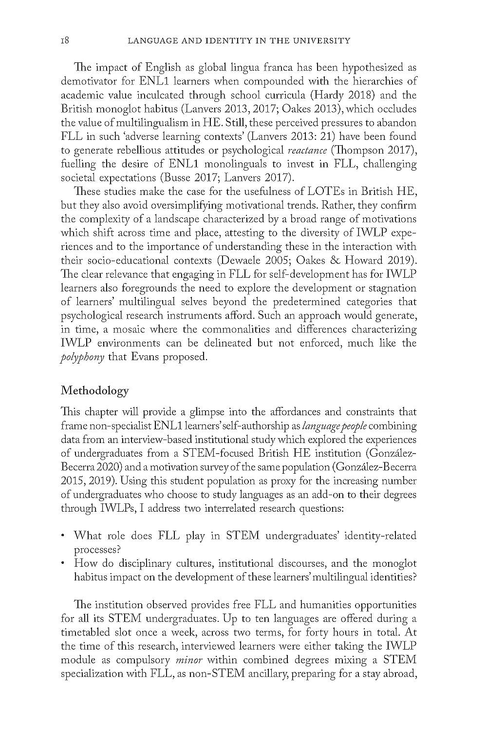 Language and Identity in the University