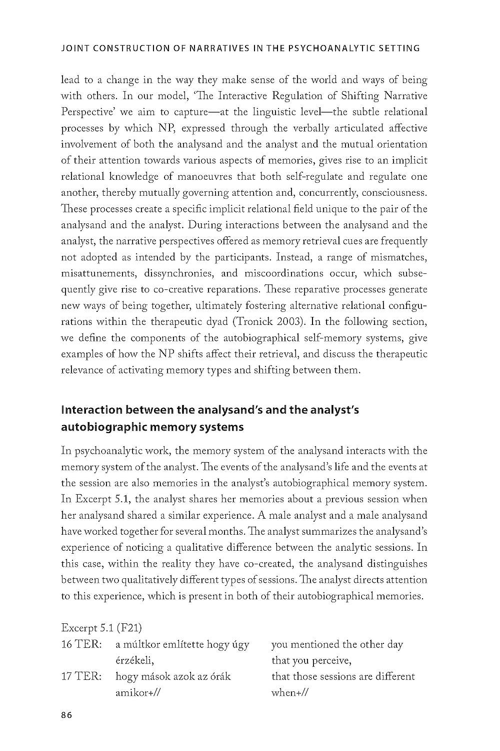 Joint Construction of Narratives in the Psychoanalytic Setting