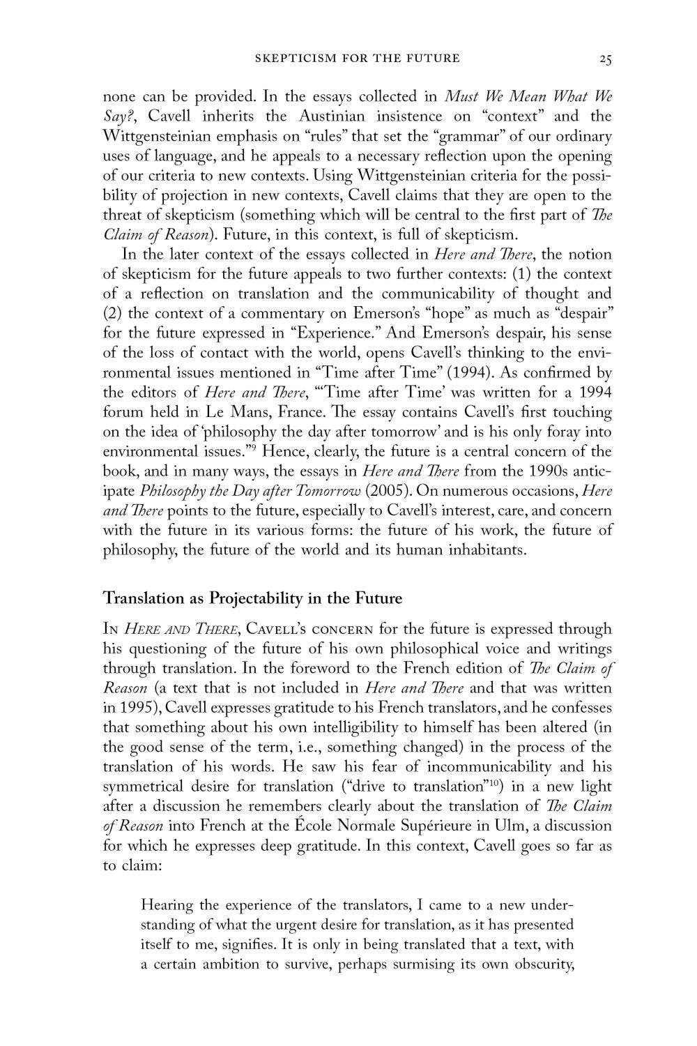 Onward with Stanley Cavell