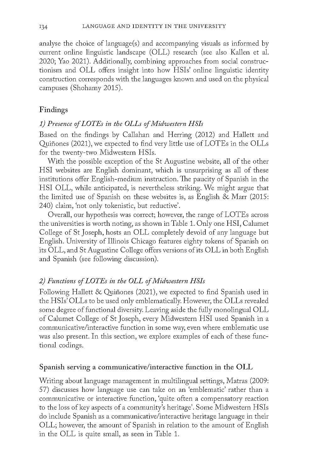 Language and Identity in the University
