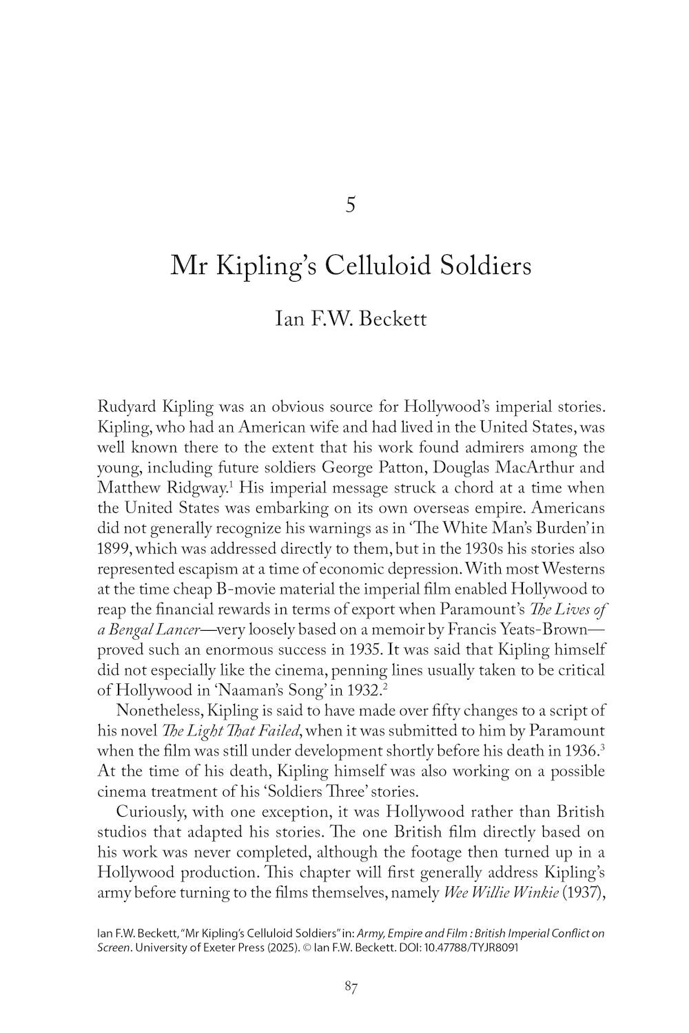 Army, Empire and Film