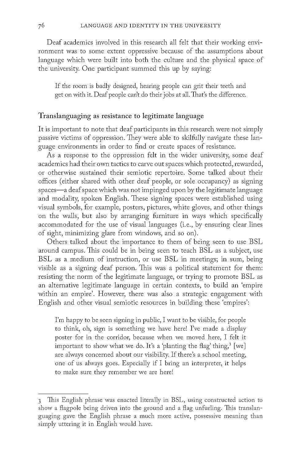 Language and Identity in the University